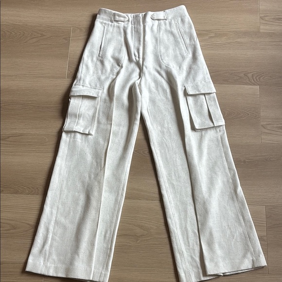 $348 Torn By Ronny Kobo Designer Luxury Elegant Chuck Cargo Pants Ivory - Picture 4 of 8
